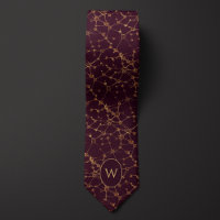 Gold Neurons on Burgundy Background
