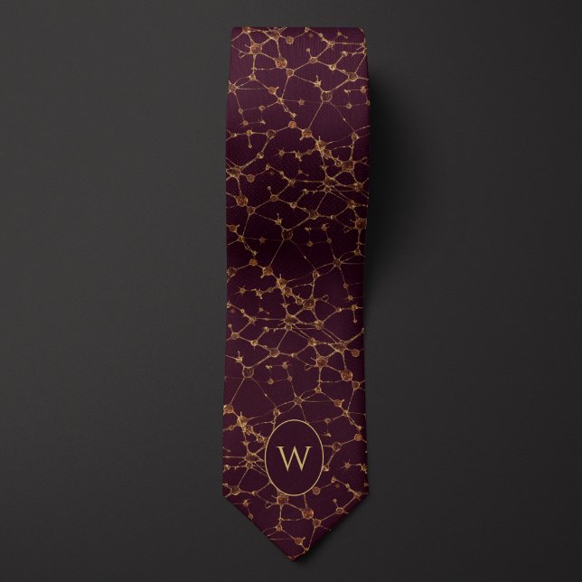 Gold Neurons on Burgundy Background Tie (Creator Uploaded)