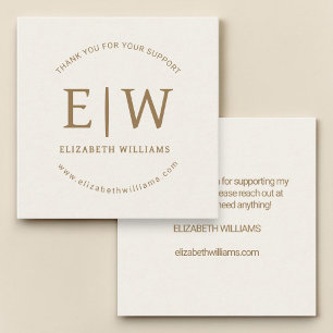 Gold Neutral Branded Business Company Thank You Square Business Card