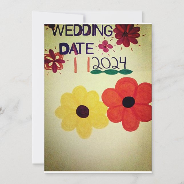 Gold NEW ARRIVAL FLORAL UPDATE WEDDING DATE 2024 Invitation (Front)