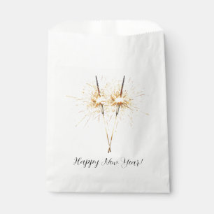 Gold New Year's Eve Day Celebration Sparklers Favour Bag