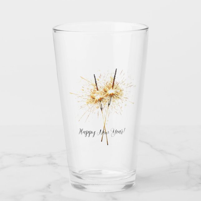 Gold New Year's Eve Day Celebration Sparklers Glass (Front)