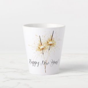 Gold New Year's Eve Day Celebration Sparklers Latte Mug