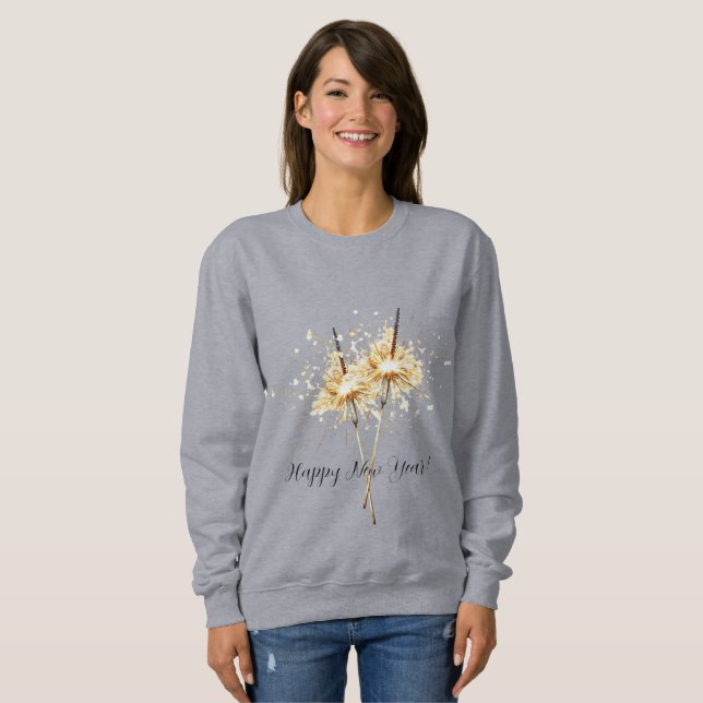 Gold New Year's Eve Day Celebration Sparklers Sweatshirt (Front Full)