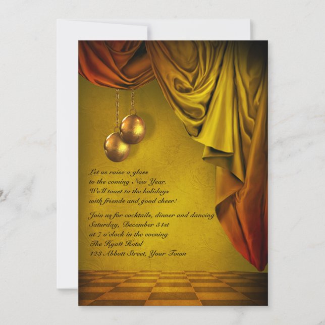 Gold New Years Eve Gala Invitation (Front)