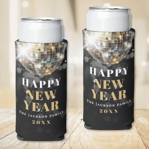 Gold New Year's Eve Party Seltzer Can Cooler