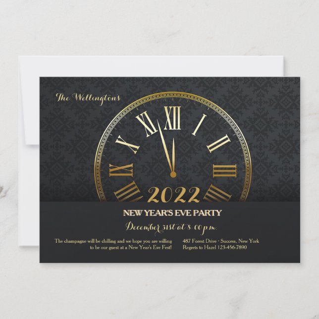 Gold New Year's Party Invitation (Front)