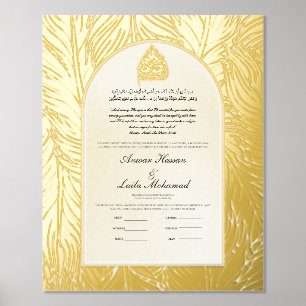 Gold Nikah Certificate Nikkah Nama Islamic Wedding Foil Prints