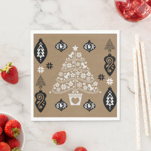 Gold Norwegian Christmas Home Decor Napkin