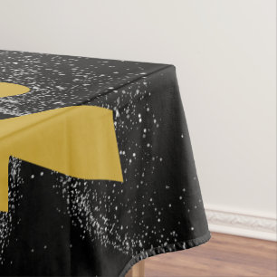 Gold "NOT TODAY!" with Silver Glitter on Black    Tablecloth