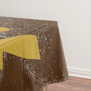 Gold "NOT TODAY!" with Silver Glitter on Brown    Tablecloth