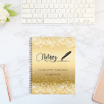 Gold notary loan signing agent glamourous 2025 planner<br><div class="desc">A faux gold looking background,  decorated with a feather pen.  Personalise and add a name and year(s).  Black text: Notary</div>