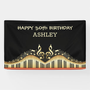 Gold Notes And Keyboards Red Lines Banner