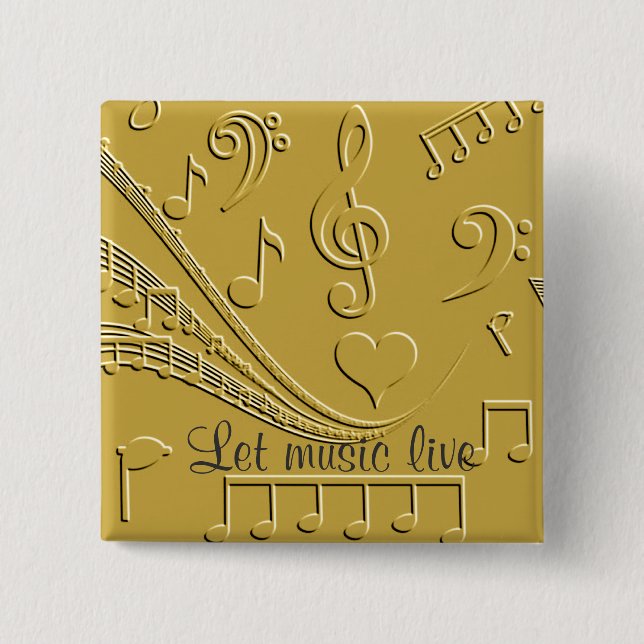 Gold notes of love_ 15 cm square badge (Front)