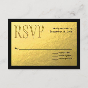 Gold Nugget Faux Foil with Black Outline RSVP Card