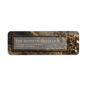 Gold Nugget Obsidian Marble Return Address Label