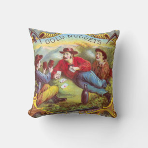 Gold Nuggets Antique Cigar Label  Cushion