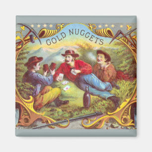 Gold Nuggets Antique Cigar Label  Magnet