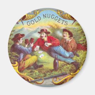 Gold Nuggets Antique Cigar Label  Magnet