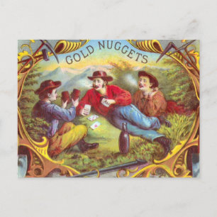 Gold Nuggets Antique Cigar Label  Postcard