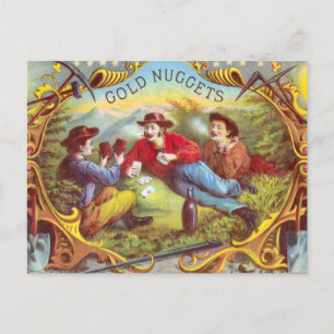 Gold Nuggets Antique Cigar Label  Postcard