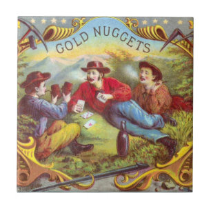 Gold Nuggets Antique Cigar Label  Tile