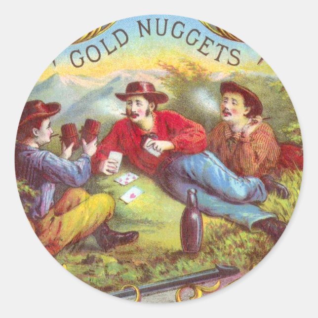 Gold Nuggets: Antique Cigar Label Wild West Art (Front)