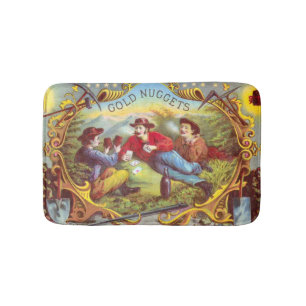 Gold Nuggets: Antique Cigar Label Wild West Art Bath Mat