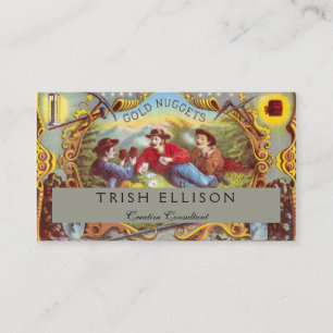 Gold Nuggets: Antique Cigar Label Wild West Art Business Card