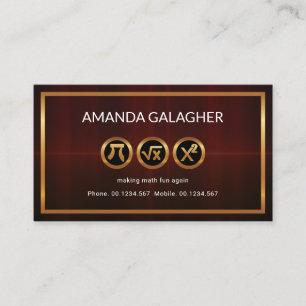 Gold Numerical Symbols Frame Tutor Business Card