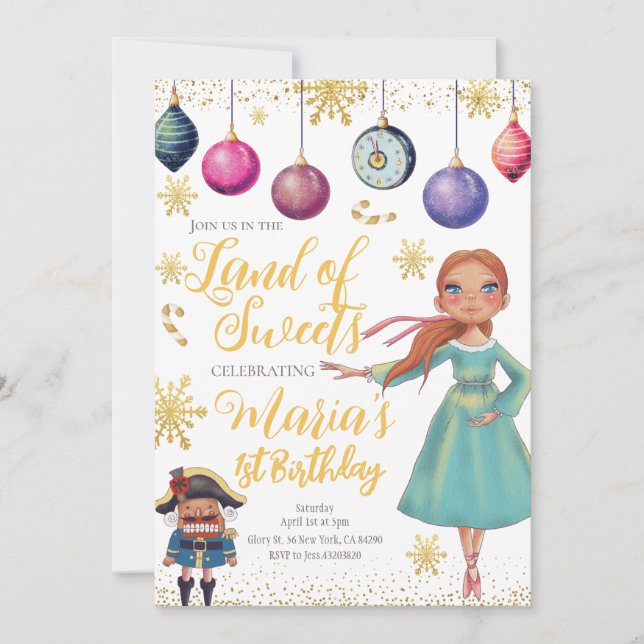 Gold Nutcracker Birthday Invitation (Front)