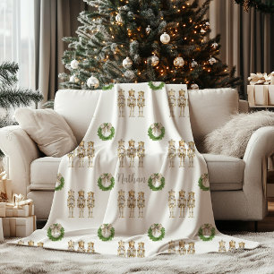 Gold Nutcracker Christmas Fleece Blanket