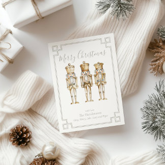 Gold Nutcracker Christmas Holiday Card