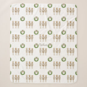 Gold Nutcracker Christmas Sherpa Blanket