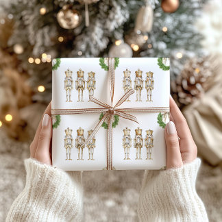 Gold Nutcracker Christmas  Wrapping Paper