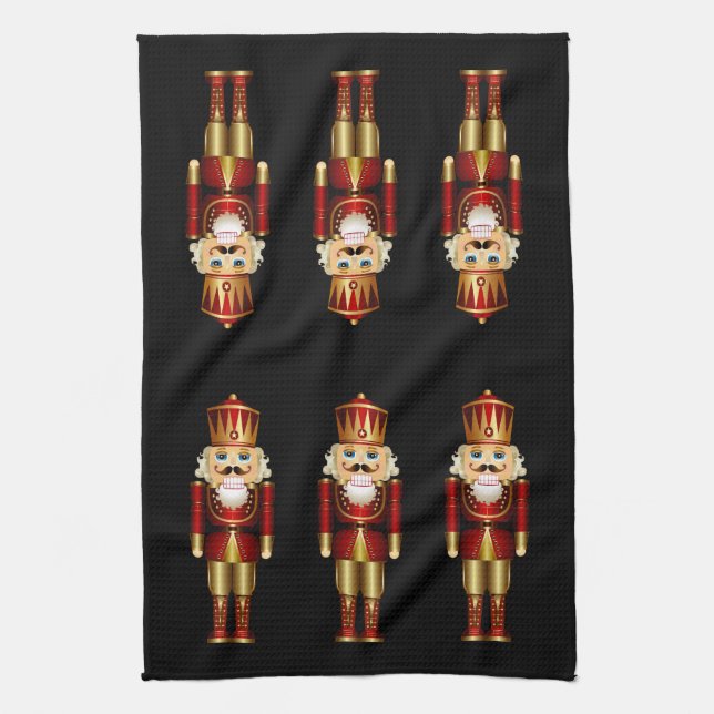 Gold Nutcrackers Tea Towel (Vertical)