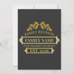Gold Oak Leaf Family Reunion Custom Name and Year Invitation