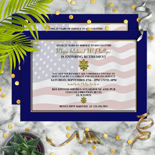 Gold Oak Leaf Military Retirement Party Invitation