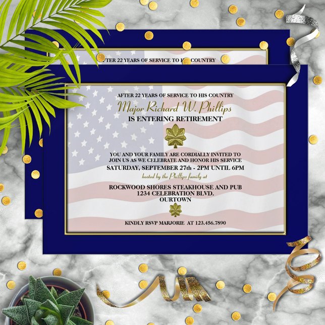Gold Oak Leaf Military Retirement Party Invitation (Creator Uploaded)