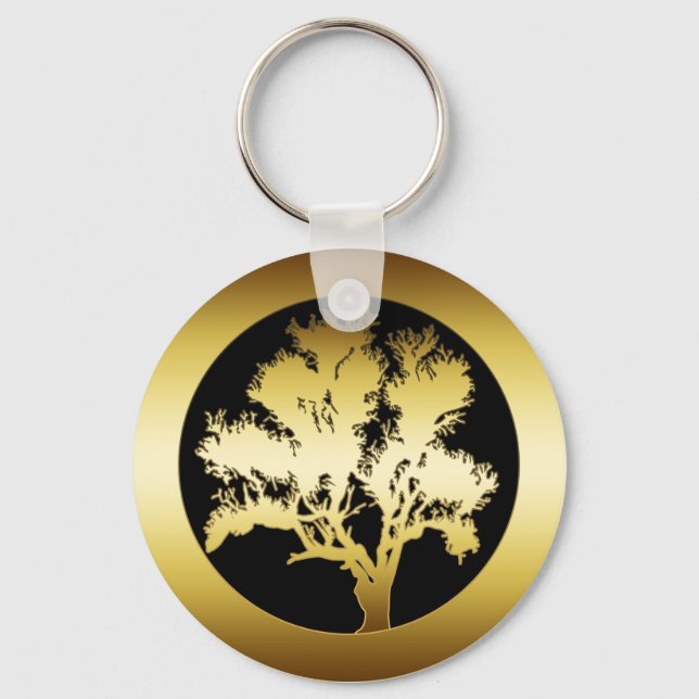 GOLD OAK TREE KEY RING (Front)