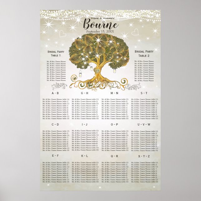 Gold Oak Tree Seating Chart (Front)