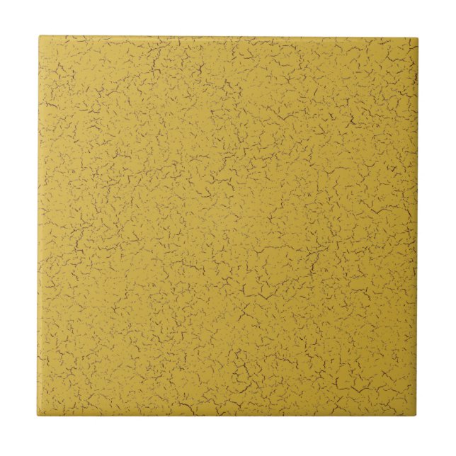 Gold Ochre Crackle Glaze Solid Colour Tile (Front)