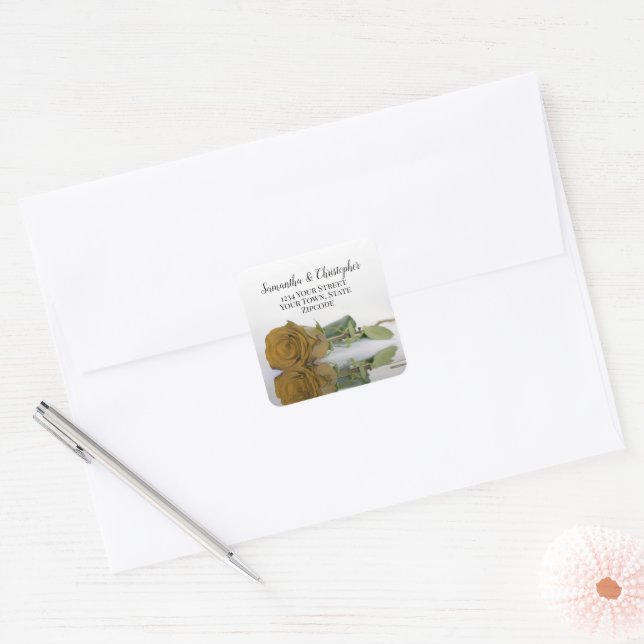 Gold Ochre Rose Return Address Envelope Seal (Envelope)