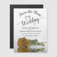 Gold Ochre Rose Wedding Save the Date Magnet