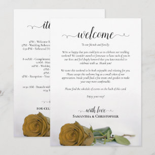 Gold Ochre Rose Wedding Welcome & Itinerary Program