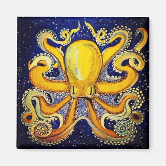 Gold Octopus in Blue Magnet
