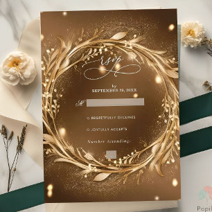 Gold of Love Romantic Glam Wedding RSVP Card