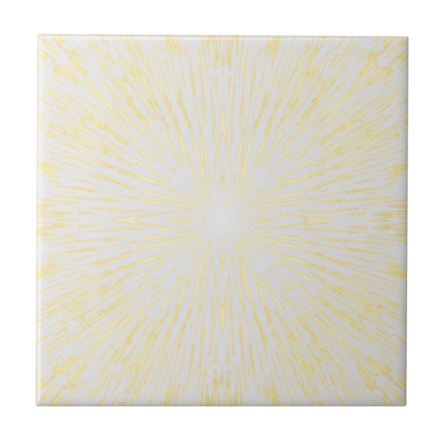 Gold off-white star geometric design ceramic tile (Front)