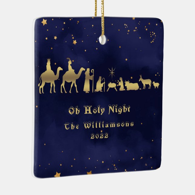 Gold Oh Holy Night Christmas Ceramic Ornament (Right)