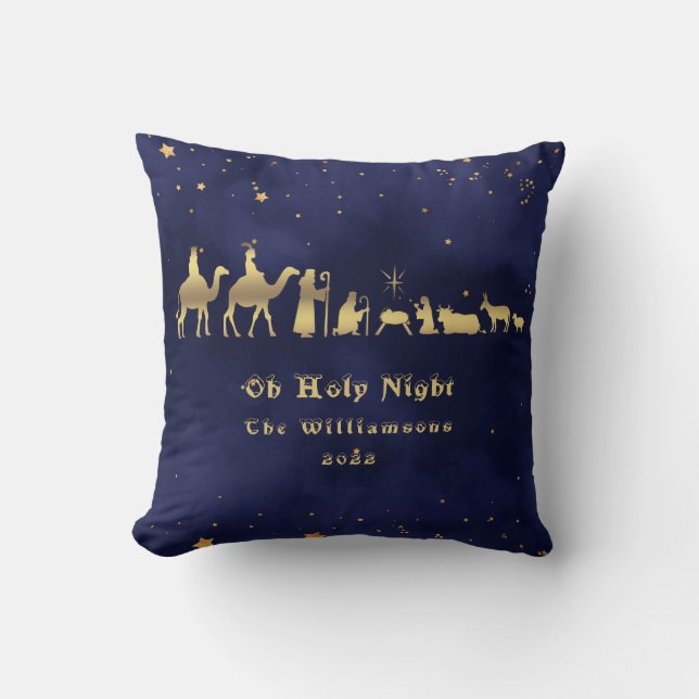 Gold Oh Holy Night Christmas Customised  Cushion (Front)
